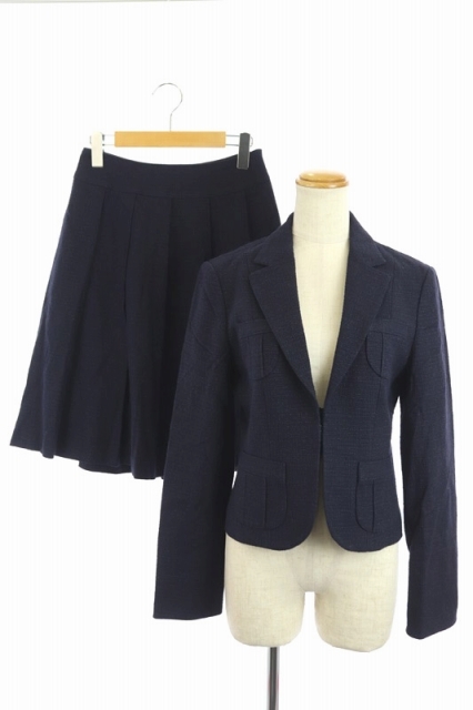 アナイ ANAYI 上下ツイードリボンテーラードジャケットプリーツ  
