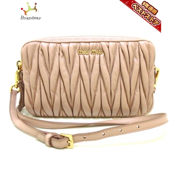 ミュウミュウ miumiu ショルダーバッグ ギャザーバッグ レザー ピンク 