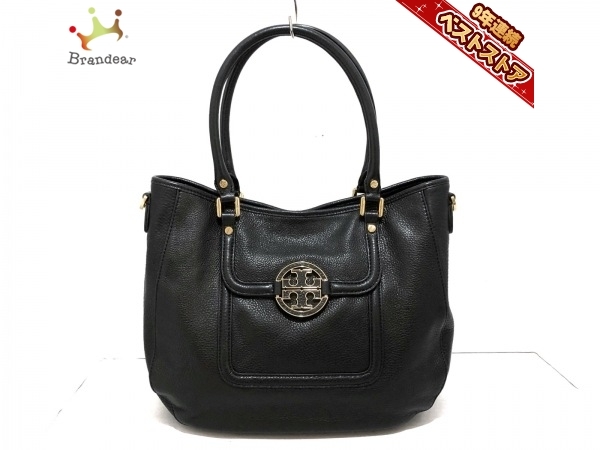 トリーバーチ TORY BURCH ハンドバッグ - レザー×金属素材 黒×ゴールド 
