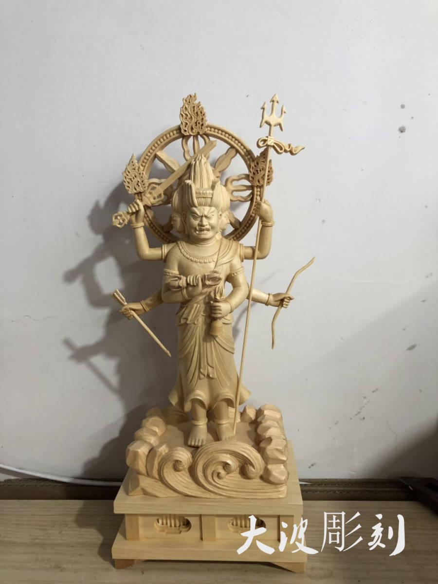 修縁堂】珍品 木彫仏像 金剛力士像一式 柘植材 精密彫刻 仏教工芸 仁王 