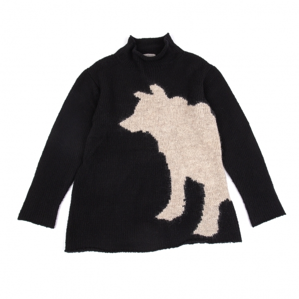  ヨウジヤマモト プールオムYohji Yamamoto POUR HOMME モヘヤ混ウールハイネック犬柄ニットセーター 黒3(セーター)｜売買されたオークション情報、yahooの商品情報をアーカイブ公開 - オークファン 男性用