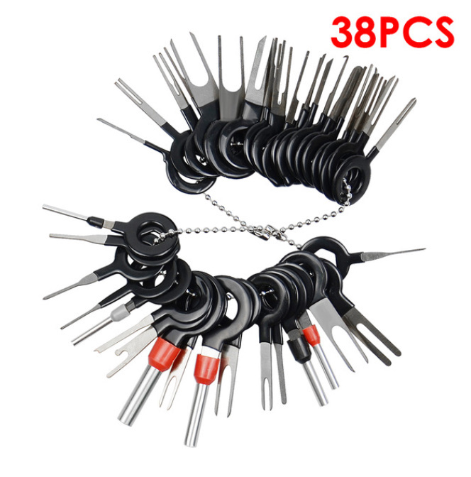 38 ピース/セット自動車プラグ回路基板ワイヤーハーネス端子除去ツールピックコネクタ圧着ピンバック針_1