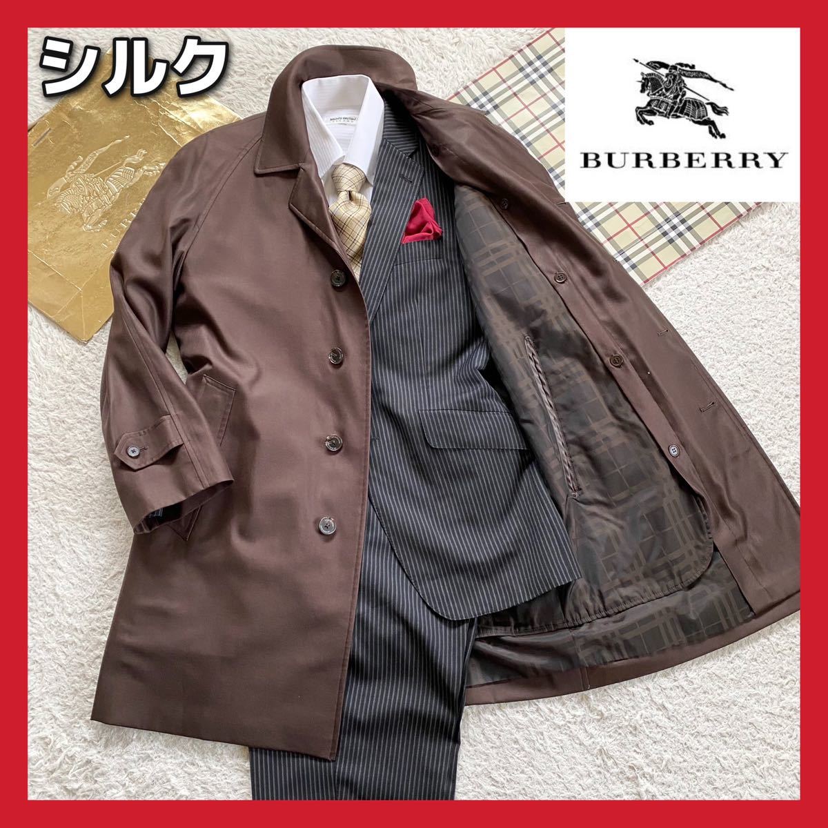 バーバリー 2026年最新Yahoo!オークション コート BURBERRY（シルク 
