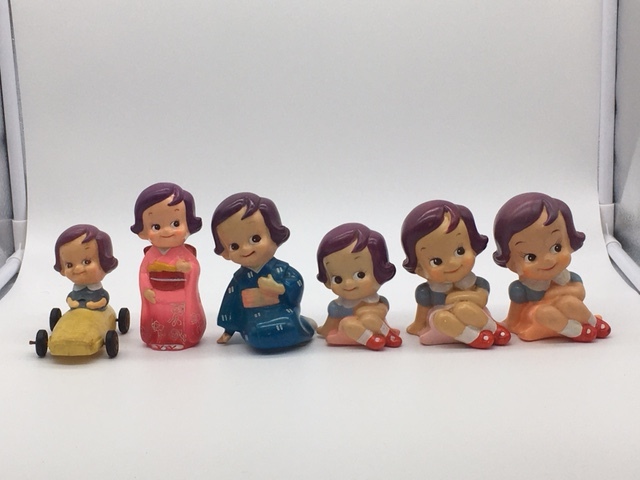 第一勧業銀行 かんぎん のばらちゃん ソフビ 貯金箱 6体セット 昭和