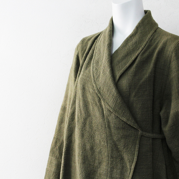 USAATO うさと 手織り 天然草木染め カシュクール コート/カーキ