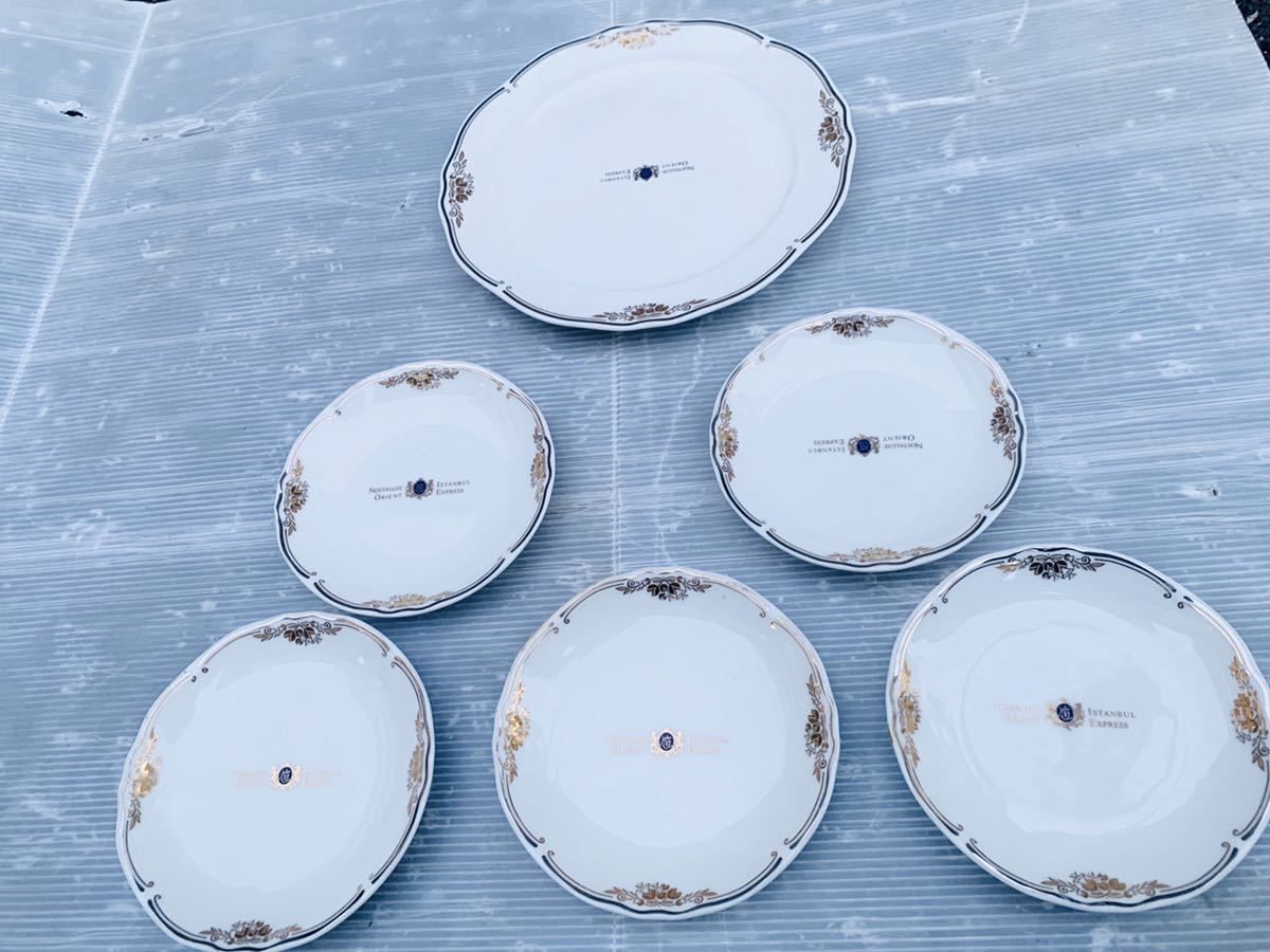 【良品】MOMOYAMA 大皿1枚中皿5枚 Nostalgie Istanbul Orient Express NI-304 オードブルセット 桃山陶器 食器 取り皿 小皿 オリエント急行_1