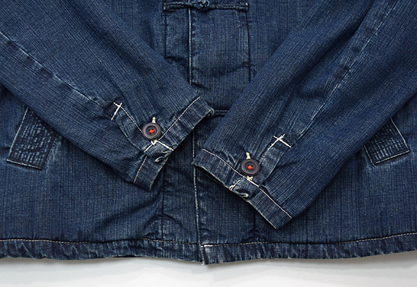 R by 45rpm インディゴ染め チャイナ デニムジャケット 日本製 M 最高の雰囲気】廃盤 45rpm / 45R 藍染め インディゴ デニムチャイナ