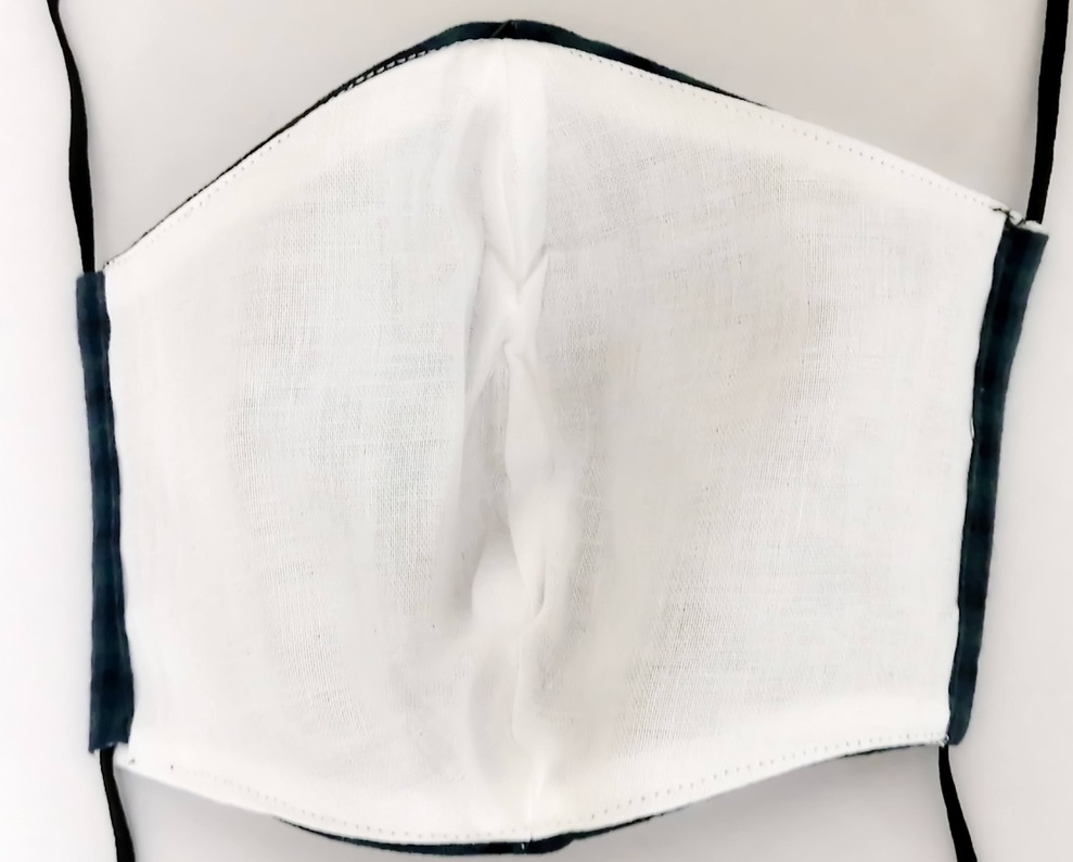 ダークグリーン チェック柄 CH-dgr1♪メンズサイズ♪おしゃれ 立体 インナーマスク 薄地 ダブルガーゼ ハンドメイド 黒ゴム紐つき 送料無料_4