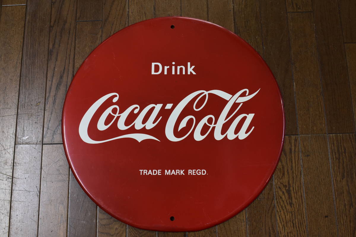 ドール 当時物 コカコーラ 丸形ホーロー看板 DRINK Coca-Cola 琺瑯看板 