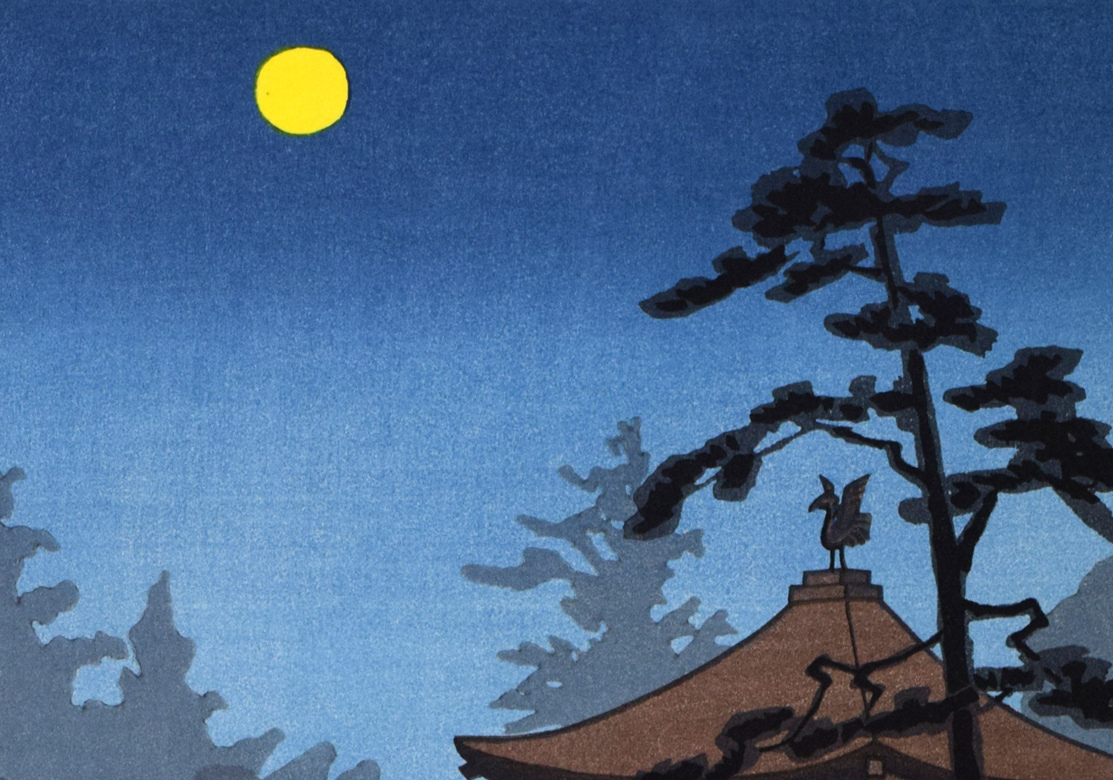 木版画徳力富吉郎「花籠とさくらんぼ」約10号大 直筆サイン