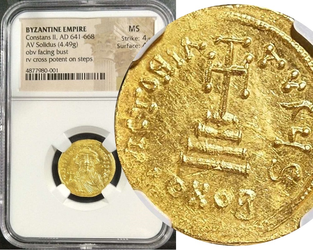 MS ビザンツ帝国 4⁄5⁄4⁄5ソリダス金貨 ヘラクリウス ビザンチン 英雄 