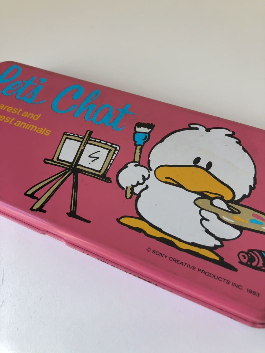 希少 SONY Let's Chat レッツチャット 缶ケース 小物入れ Let's Chat レッツチャット 缶ペンケース 80's 昭和レトロ1983