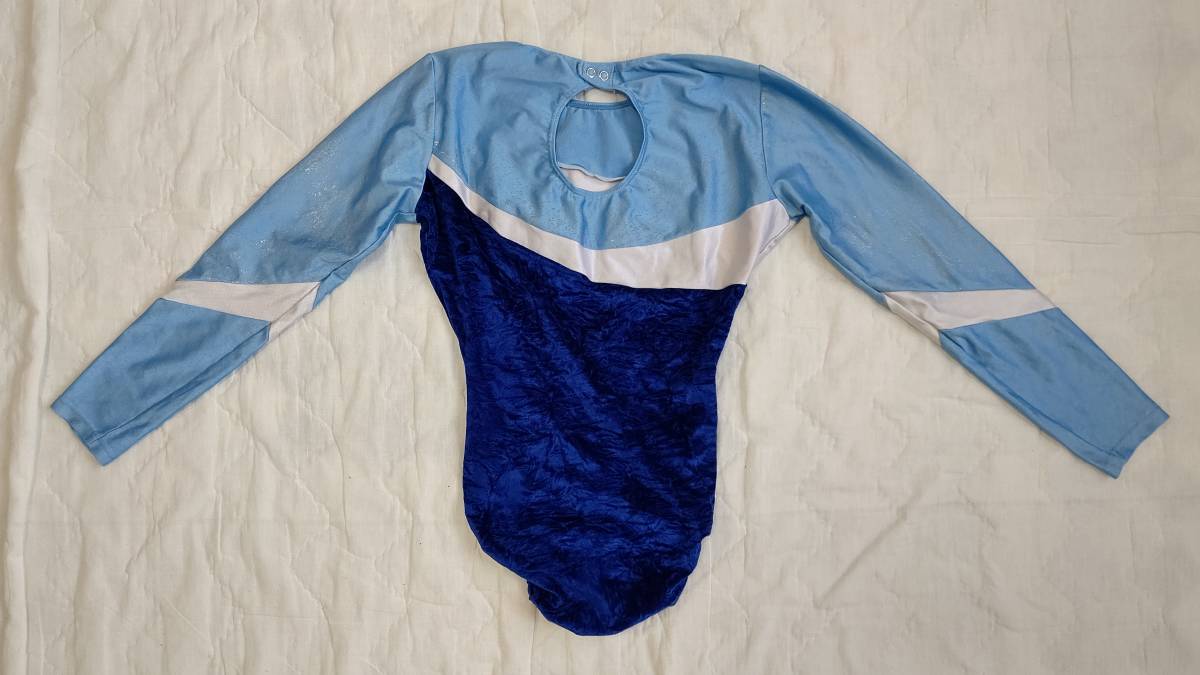 ササキスポーツ 女子新体操 器械体操 レオタード ベルベット生地 紺/水色/白 サイズM