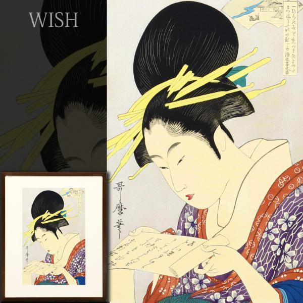 復刻版浮世絵 徳力版画 木版画 WISH喜多川歌麿「襟おしろい」木版画