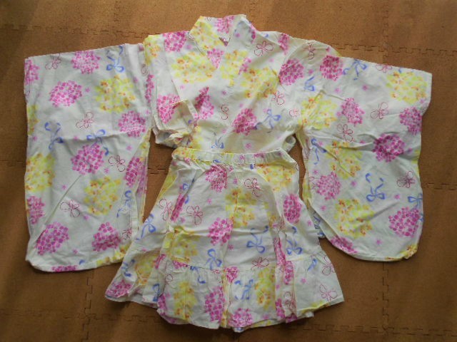 ボーイ 夏まつりにぴったり あじさい柄のワンピース浴衣 1 7 8才 クリームイエロー 1 115 124cm 売買されたオークション情報 Yahooの商品情報をアーカイブ公開 オークファン Aucfan Com