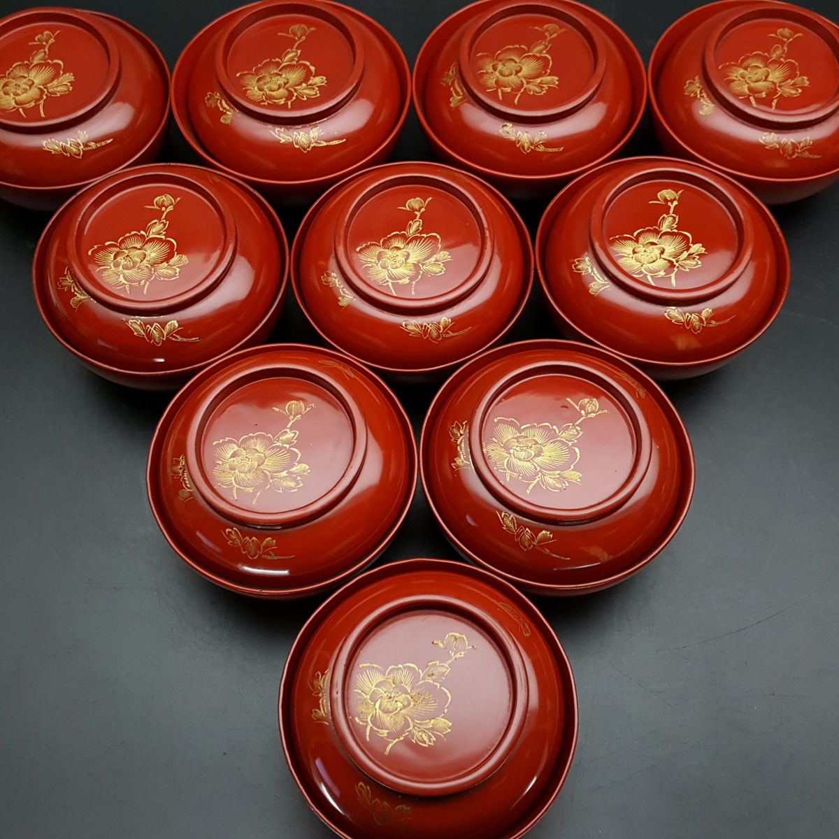 木製 輪島塗 吸物椀 漆器 蓋付椀 お煮物椀 5客 沈金蒔絵 沈金