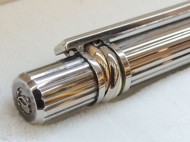 美品 カルティエ ボールペン □ トリニティ シルバーカラー 青 