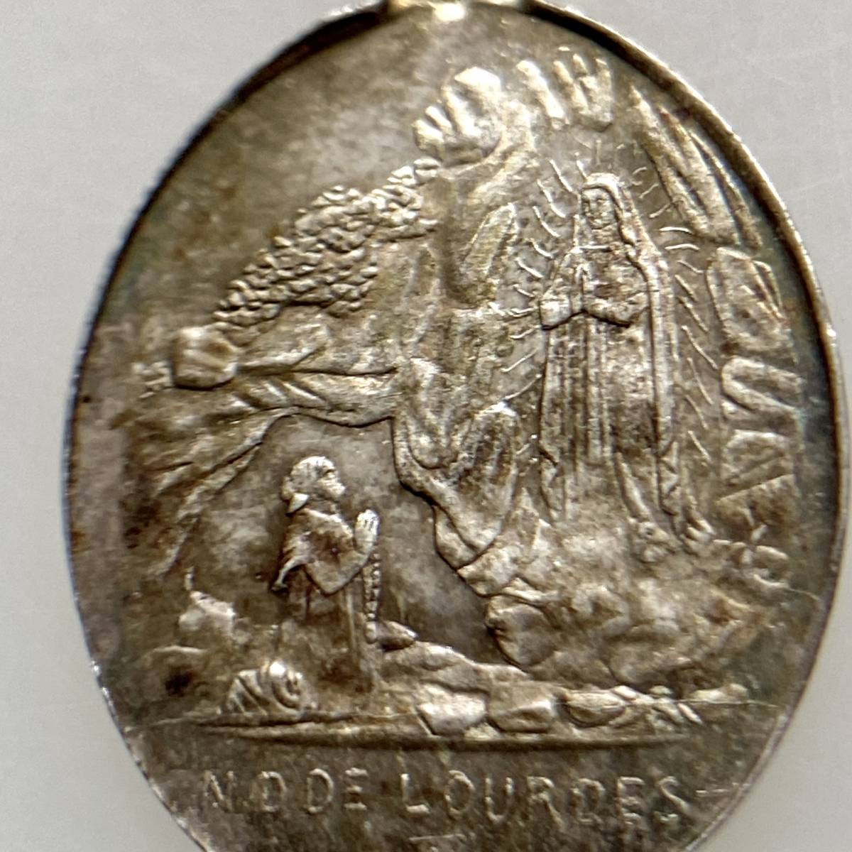 france フランス アンティーク 刻印入り 花リム ピューター プレート