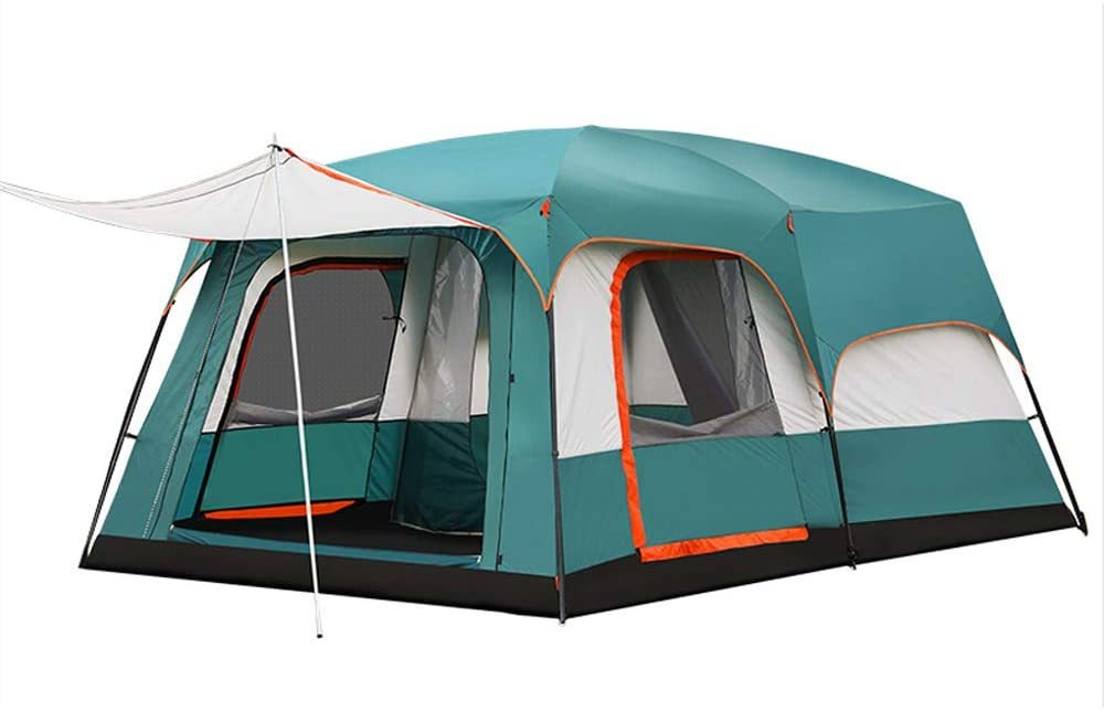 CampGear 日本正規品 8人用 2ルーム 大型 折りたたみ式テント 撥水加工 防水 紫外線防止 通気性 登山 軽量・コンパクト設計 簡単 設営