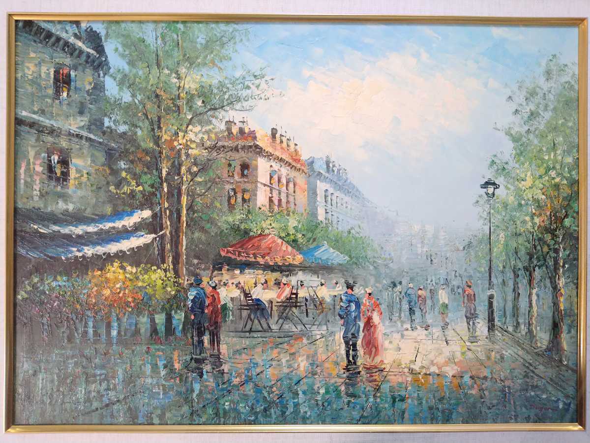 真作保証 セルジュ・ルゴン 傑作 油彩「パリ風景」画寸 72.7cm×53cm 