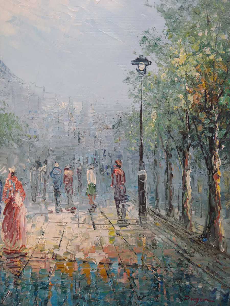 真作保証 セルジュ・ルゴン 傑作 油彩「パリ風景」画寸 72.7cm×53cm 