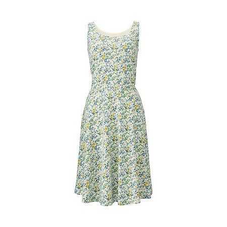 新品☆大人気で完売したお品☆LIBERTYリバティLONDONフレアブラワンピースLブラトップUNIQLO//花柄 黄緑キャスキッドソン ローラアシュレイ