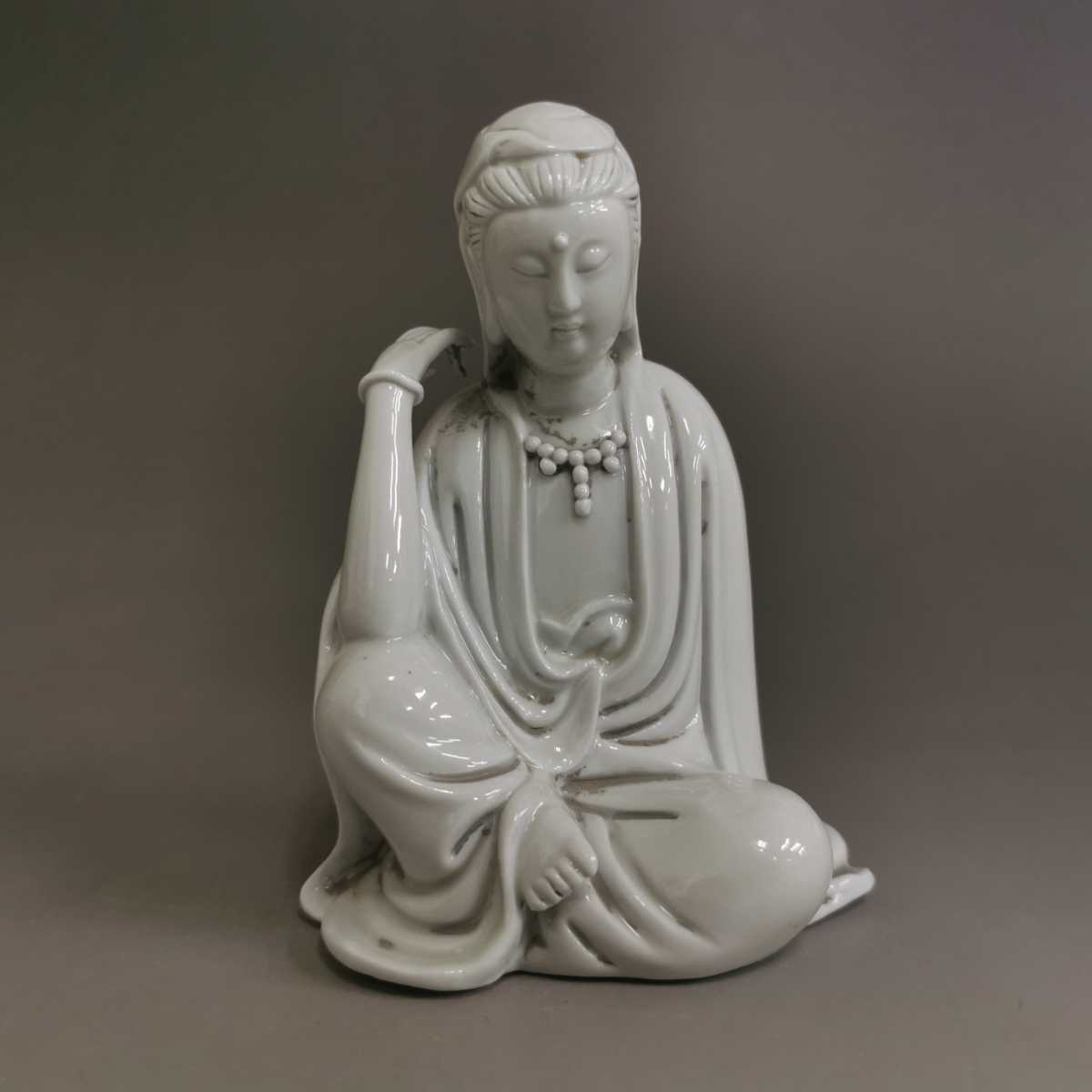 何朝宗 徳化窯観音像 観音菩薩 中国美術 置物 高約13㎝ 白磁 仏像 唐物 
