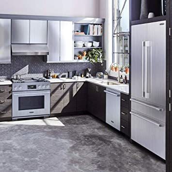  ステンレスシート 45cmx5m Yenhome ステンレスシート 壁紙シール シルバー リメイクシート 防水壁紙 メタリック_3