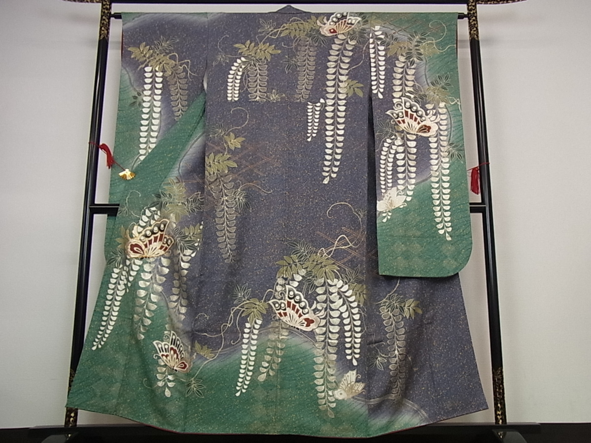 【超激得，高品質】 着物屋こころ 豪華振袖 駒刺繍 揚羽蝶に藤花房 叩き染め 金彩 逸品 sa2749(振袖)｜売買されたオークション情報、yahooの商品情報をアーカイブ公開 - オークファン 振袖