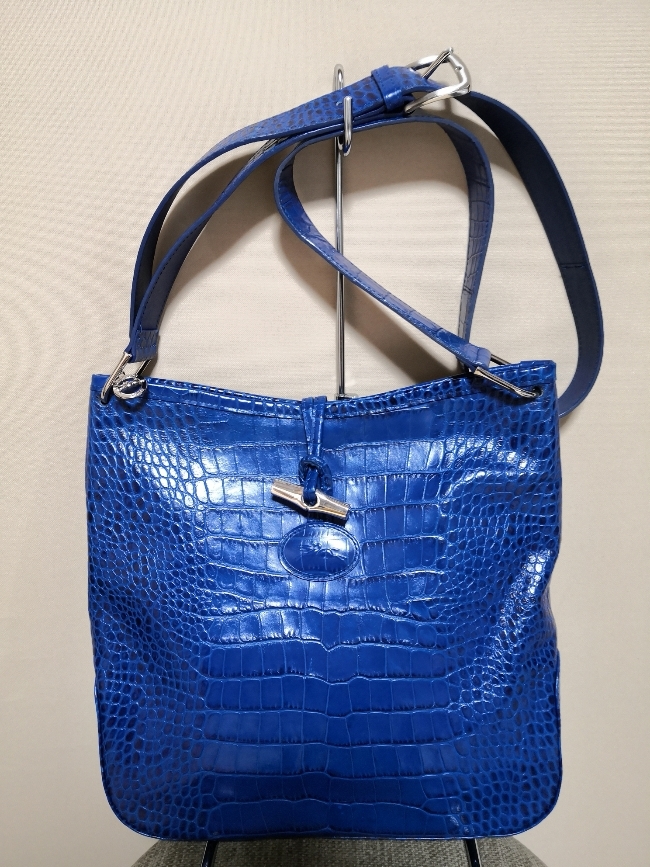 直営店購入 LONGCHAMP ロンシャン クロコ型押し レザー 本革