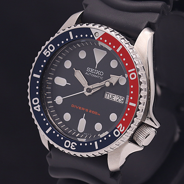 1円●良品●稼働品【SEIKO セイコー】保/箱付き AT ペプシベゼル 赤/黒ベゼル ダイバーズ200M 7S26-0020 デイデイト メンズ腕時計 120A0075