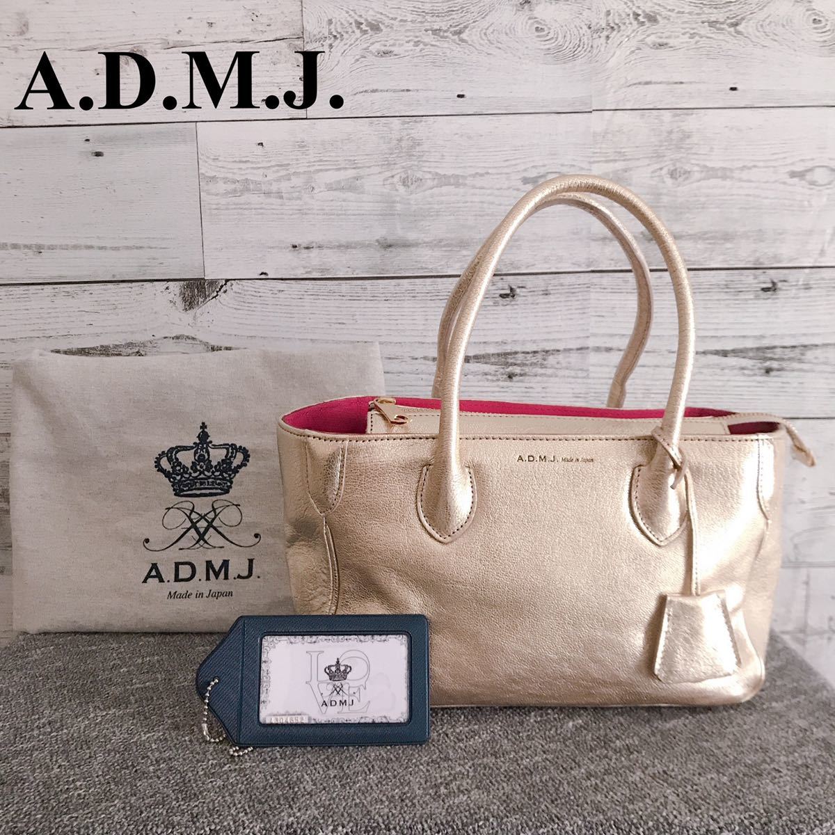 ADMJ タグ付 メタリック ミニ トートバッグ アクセソワ・ドゥ 