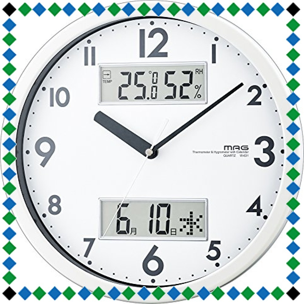 【セール】ホワイト (約)高さ28.0×幅.28.0×奥行き4.4cm MAG(マグ) 掛け時計 非電波 アナログ ダブルメジャ_3