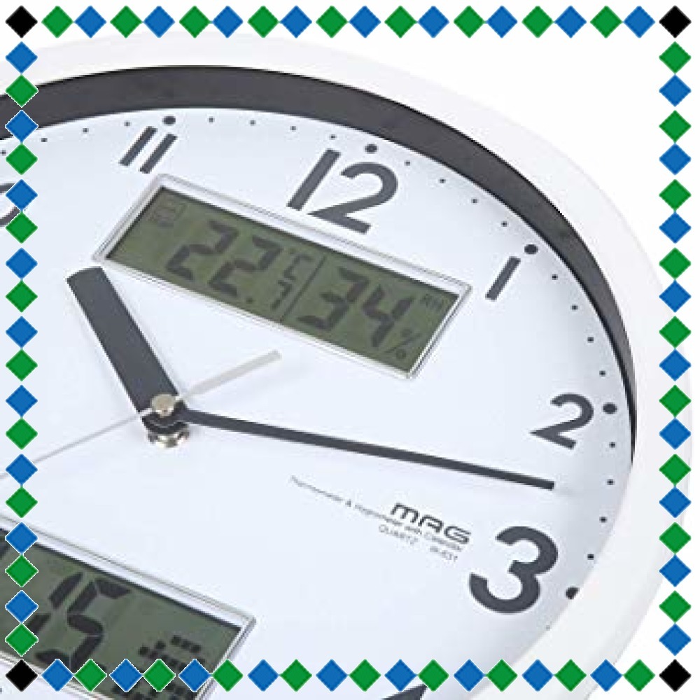 【セール】ホワイト (約)高さ28.0×幅.28.0×奥行き4.4cm MAG(マグ) 掛け時計 非電波 アナログ ダブルメジャ_4