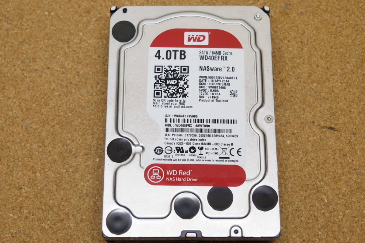 WD Red NAS用HDD WD40EFRX 4.0TB SATA used