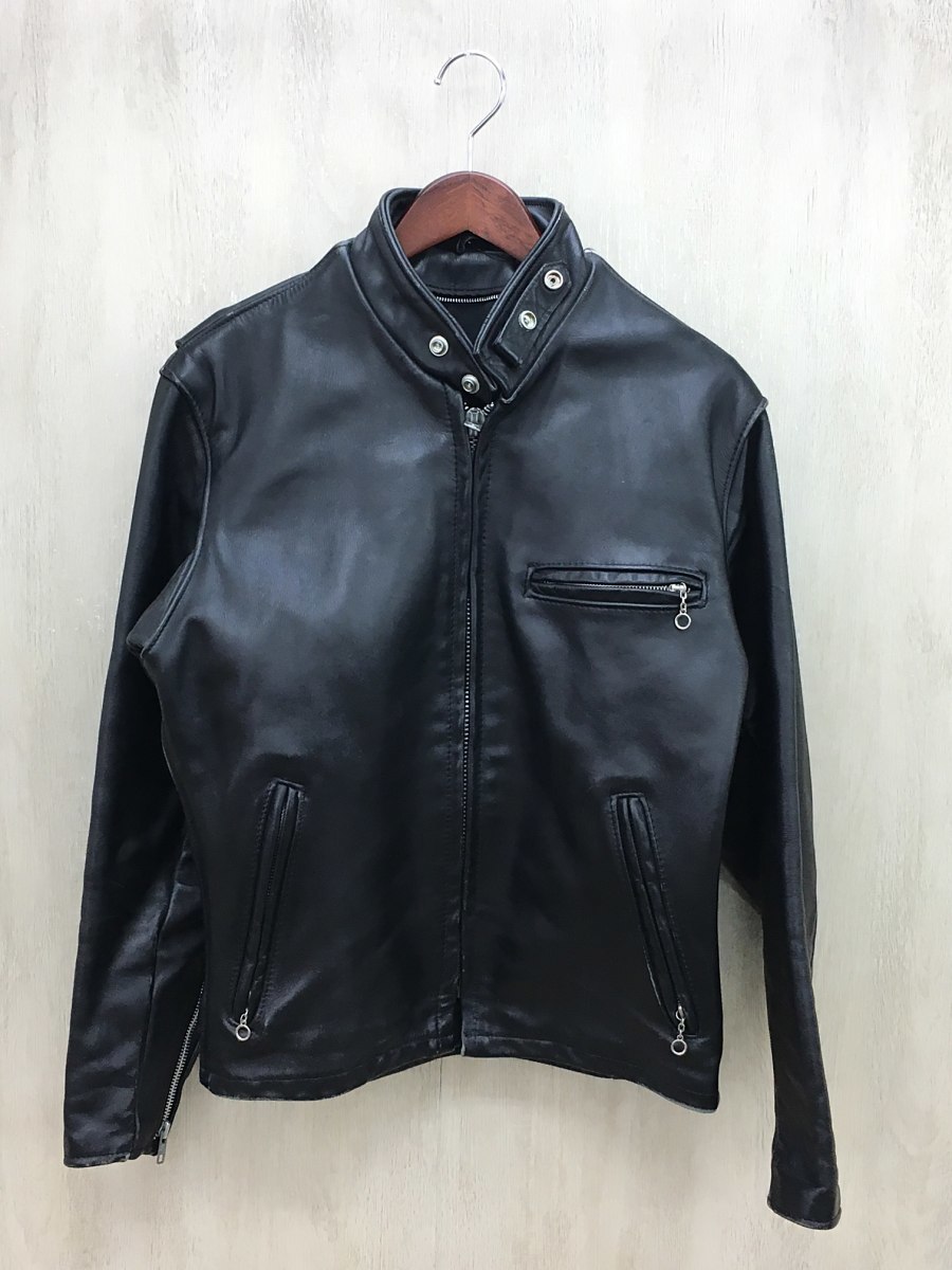 Schott◆シングルライダースジャケット/38/レザー/ブラック schott シングルライダース - 1024Mの メンズレザージャケット・革 Schott◇シングルライダースジャケット&frasl;38&frasl;レザー&frasl;BLK&frasl;643