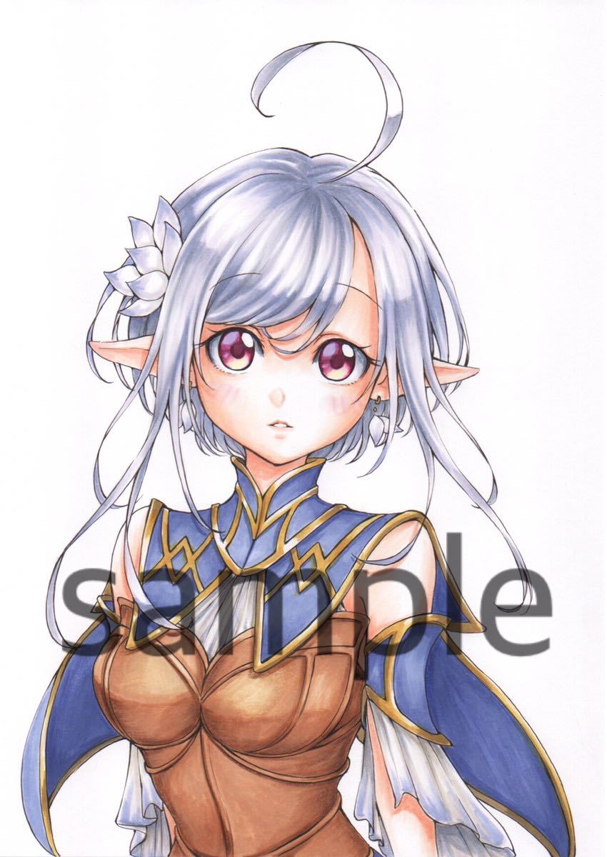 手描きイラスト オリジナル エルフ 女の子 創作 同人(手描きイラスト