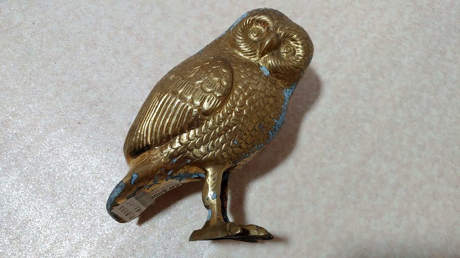 india　インド ふくろう 真鍮？　縁起物　金属製_2