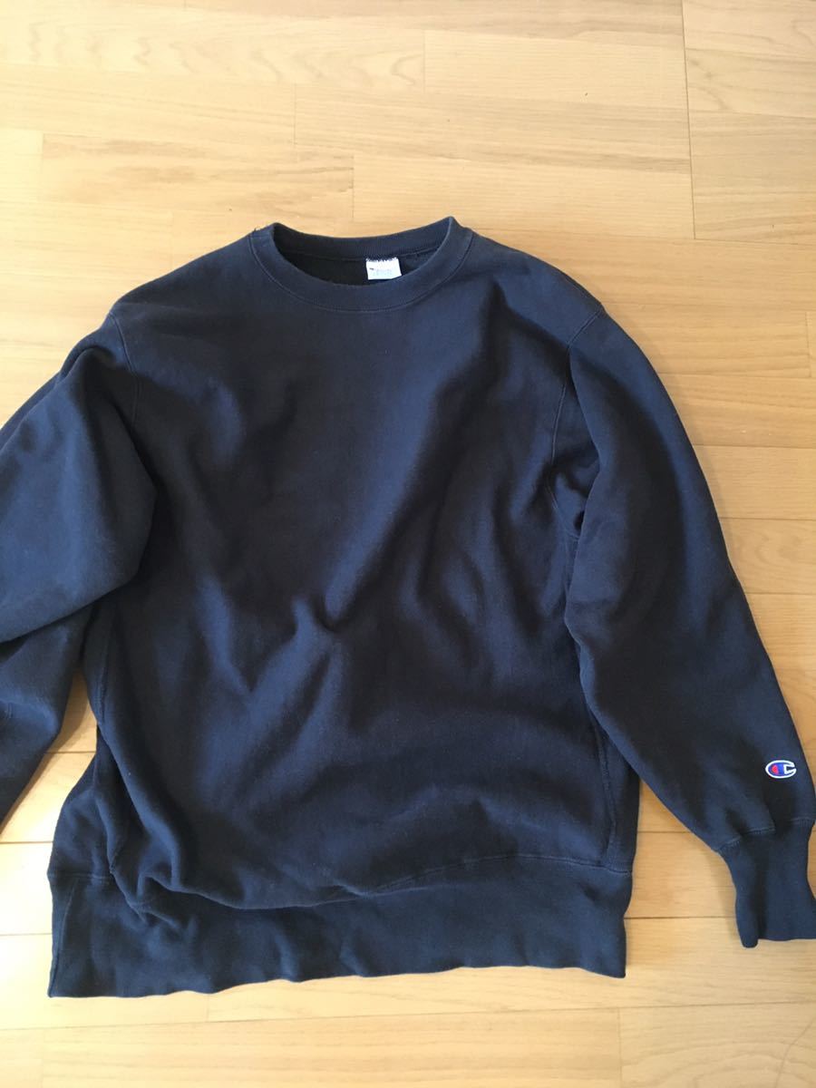 ヤバすぎ7 ほぼデッド 90s USA製 黒のXL 目無し チャンピオン リバース 