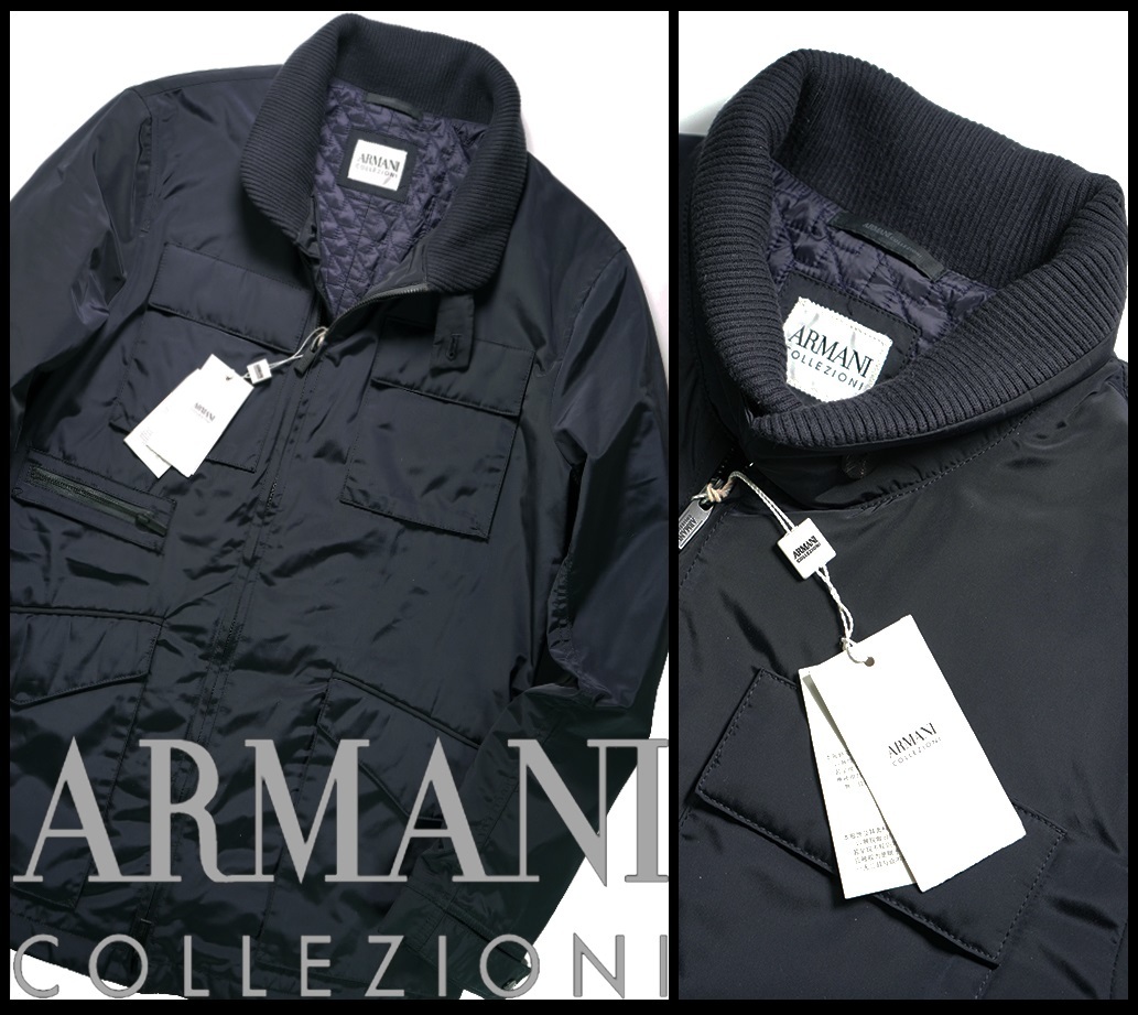 新品8.6万【アルマーニ ARMANI COLLEZIONI】貫禄と余裕を併せ持つ洒脱な佇まい/中綿入りM65フィールドミリタリージャケット46/S-M相当/B394 | アルマーニ エンポリオ celebrates 0 Milan