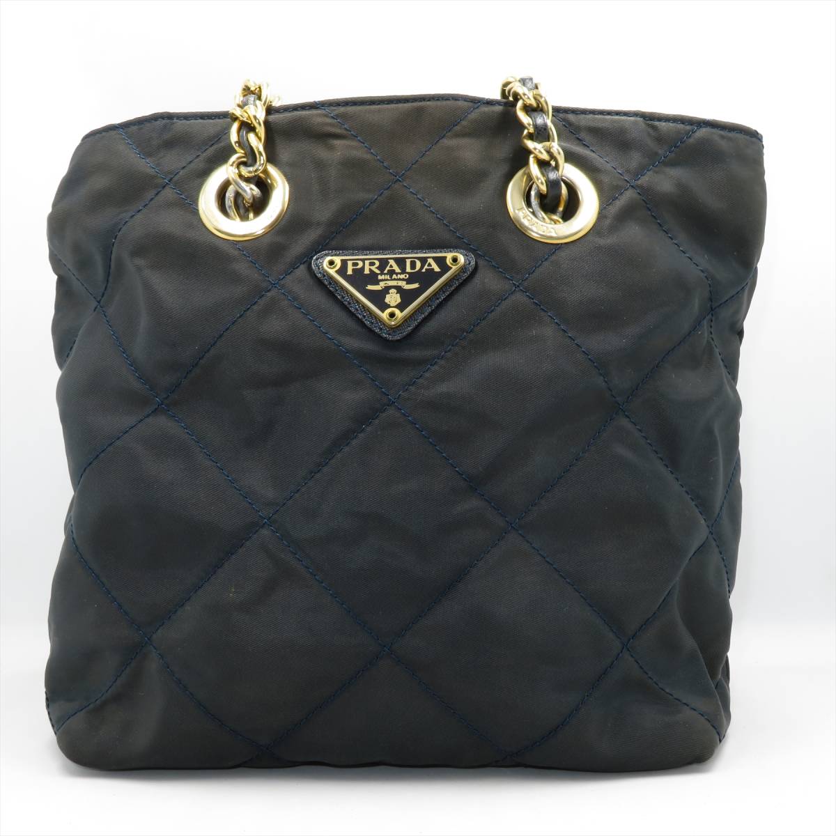 プラダ PRADA ナイロン キルティング ショルダーバッグ ダブルチェーン