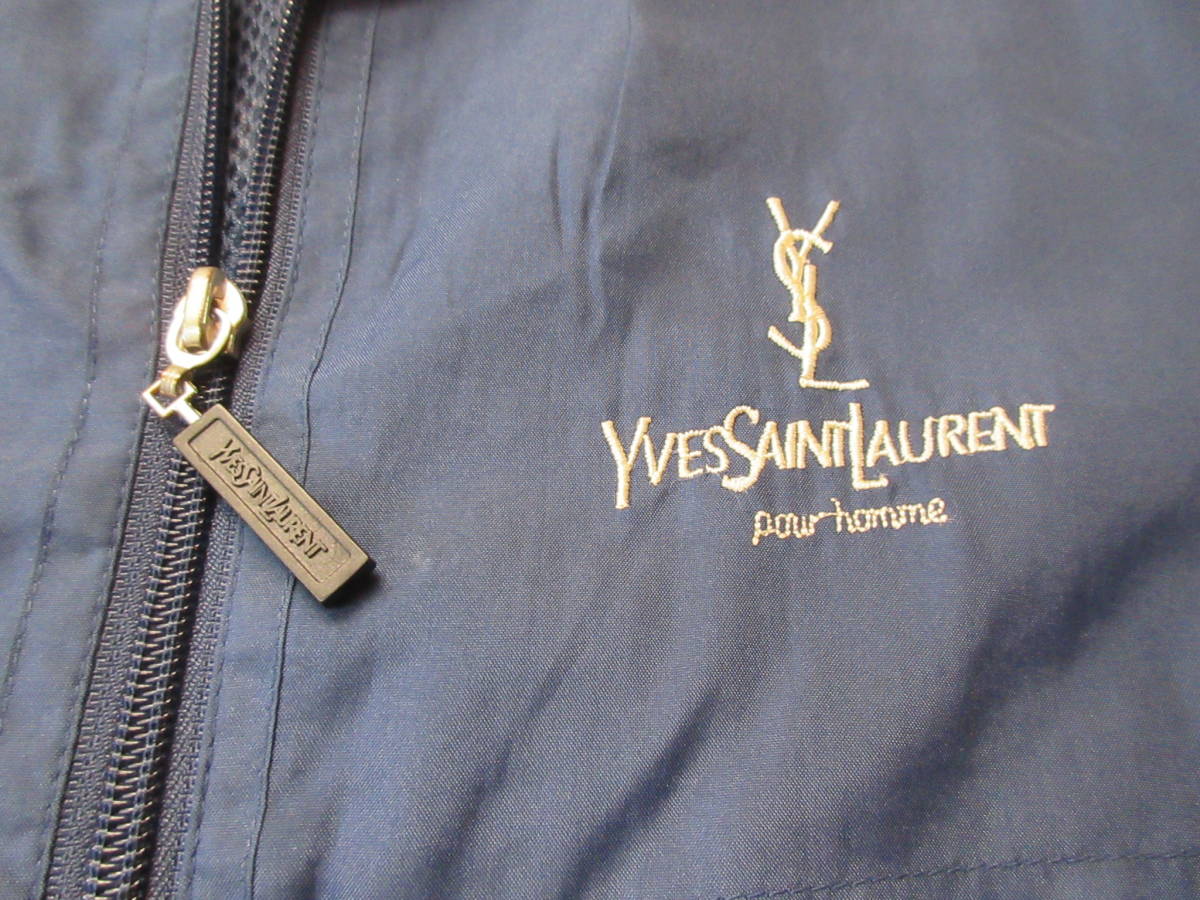 90s YVES SAINT LAURENT コーチジャケット L 紺 ビンテージ オールド 