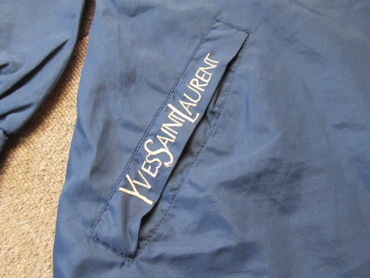 90s YVES SAINT LAURENT コーチジャケット L 紺 ビンテージ オールド 