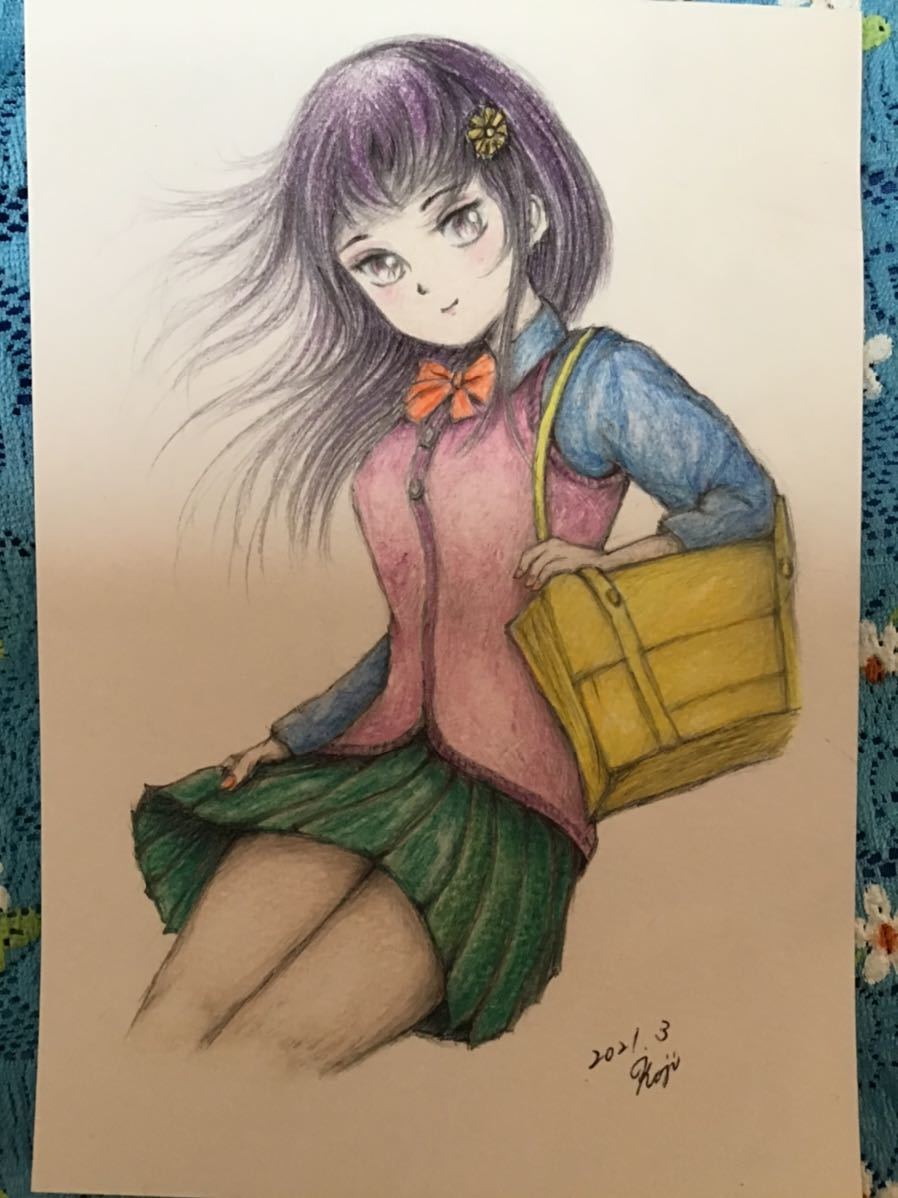 手書きイラスト お出かけ 鉛筆 色鉛筆 ボールペン 画用紙 サイズ16 5 11 5 手描きイラスト 売買されたオークション情報 Yahooの商品情報をアーカイブ公開 オークファン Aucfan Com