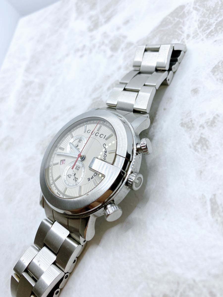 新品電池交換済み 稼動品【GUCCI グッチ】101M クロノグラフ デイト 白 