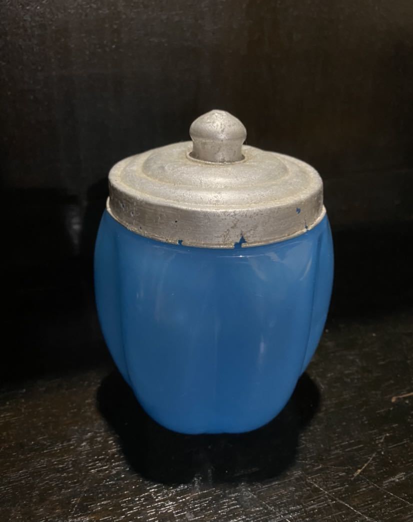 煉ガラス あめや瓶 シュガーポット 菓子瓶 昭和レトロガラス瓶