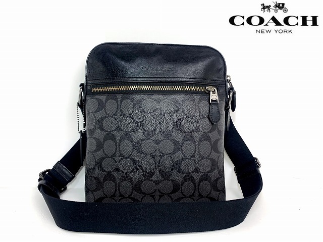良品★送料無料★ コーチ メンズ COACH スムースレザー シグネチャー ヒューストン フライトバッグ ショルダーバッグ ★