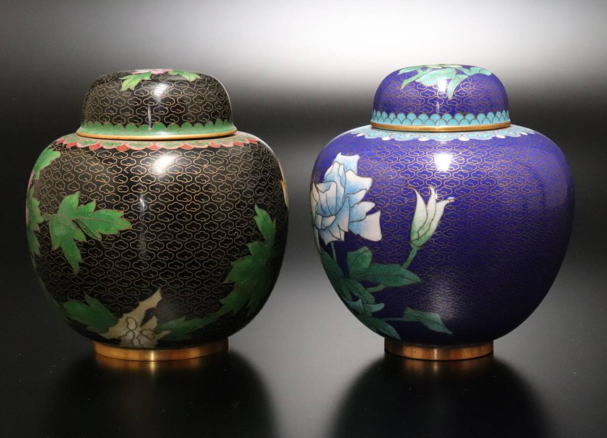 H 煎茶道具 中国美術 七宝焼 茶壷 まとめて2点 総重量887g K504 -