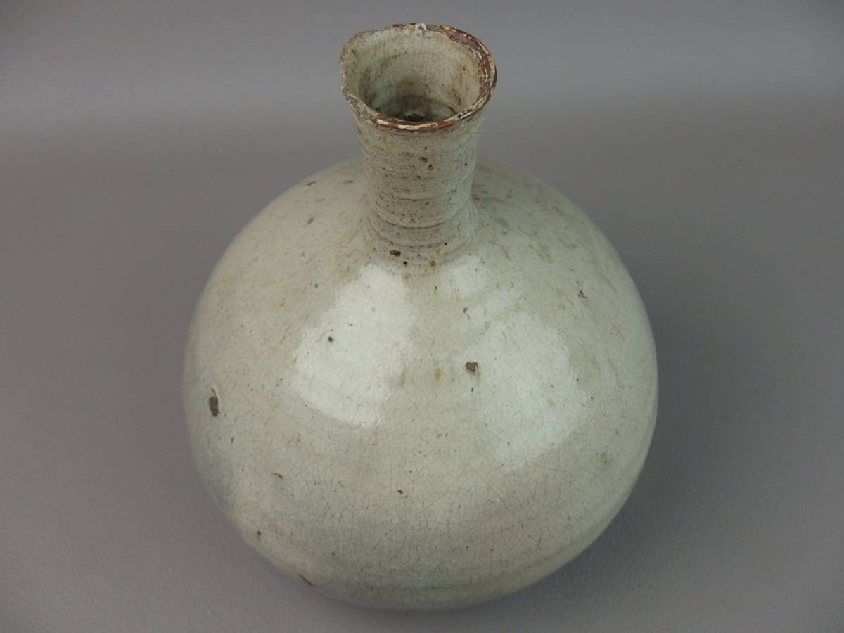 骨董・茶道具】☆李朝会寧斑釉徳利 唐津 cj013sgl 花瓶 酒器 花道 華道 