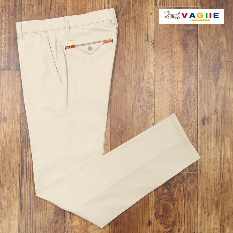 1円 春夏/VAGIIE/91cm/美脚パンツ さらっとムレ防止 ウエストも伸びる 刺繍 万能 ゴルフ custom fit バジエ 新品/ベージュ/cy382/